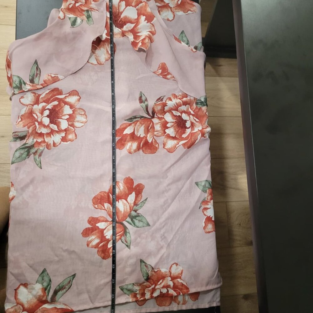 Pink Floral Halter Ruffle Blouse - Picture 8 of 9